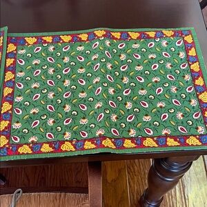 Williams Sonoma Green Floral Placemats